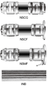 NSCG（吊り下げ専用ロックナット式コネクター） NSCF（吊り下げ専用フランジ式コネクター） NSMF（吊り下げ専用ロックハンドル式コネクター） INB（吊り下げ専用フレックス）